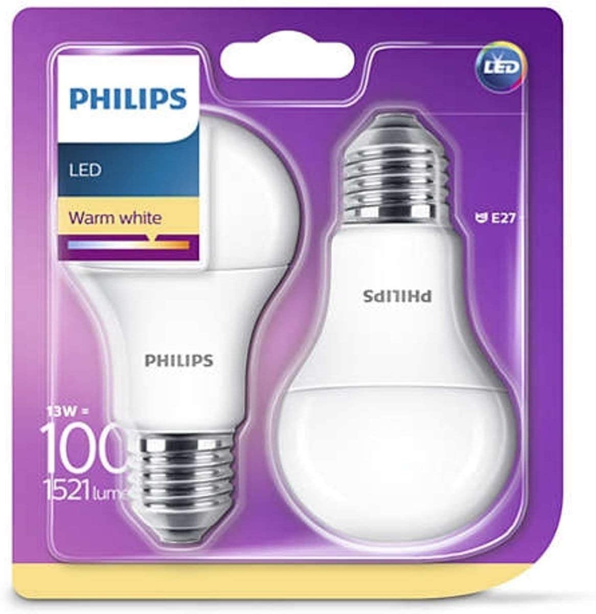 LED-Lampe E27 13-100 W Warmweiß 2 Stk., PHILIPS