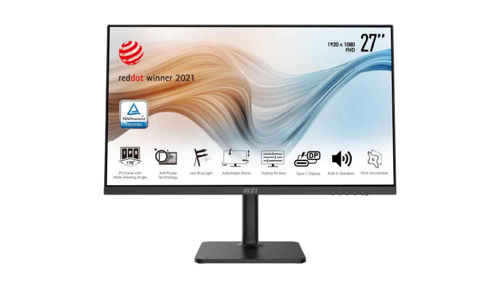 LCD Monitor – MSI – MODERN MD271P – 27" – Business – Panel IPS – 1920x1080 – 16:9 – 75Hz – Matte – 5 ms – Speakers – Swivel – Pivot – Height adjustable – Tilt – MODERNMD271P
